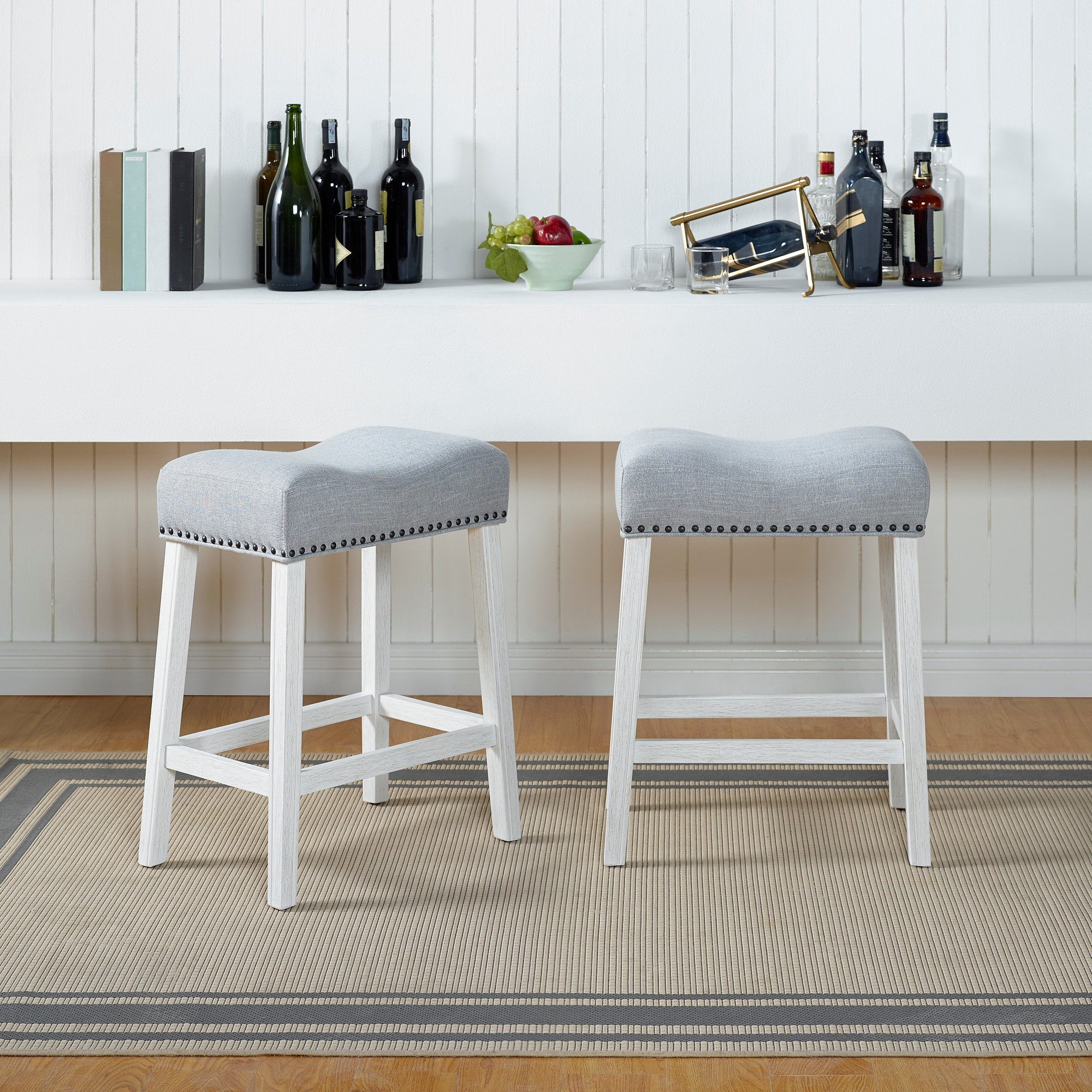 Winston Porter Coco Upholstered Counter Height Stools - Saddle